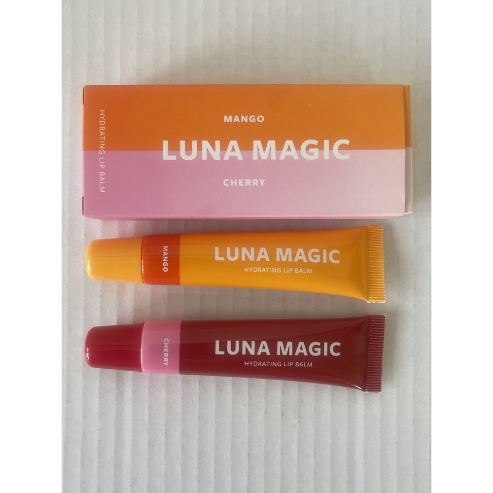 LUNA MAGIC Hydrating Lip Balm Duo * MANGO + CHERRY *W/Vitamin E & Jojoba Oil NIB
